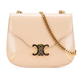 Borsa Clea in pelle di vitello lucida marrone Triomphe di Celine con catena incrociata - Céline