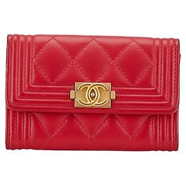 Chanel Matelasse Pink Lambskin Business Card Case