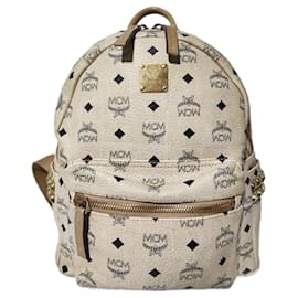 MCM Visetos Petit Sac à Dos Stark en Cuir Beige