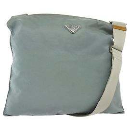 Borsa a Spalla PRADA in Nylon Azzurro Chiaro Argento Autentica ep10502