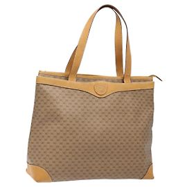 GUCCI Micro GG Supreme Tote Bag aus PVC Beige Gold Auth ki5973