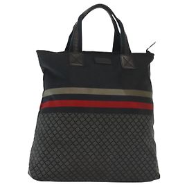 Borsa a mano Diamante in nylon blu navy grigio argento GUCCI 268112 Auth 138357