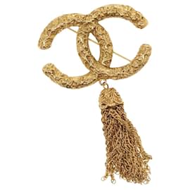 Spilla in metallo Gold CC Auth am8932V di CHANEL COCO Mark Lava Fringe