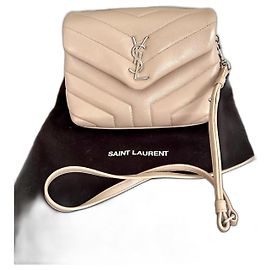 Saint Laurent Loulou Toy Borsa a tracolla in pelle beige