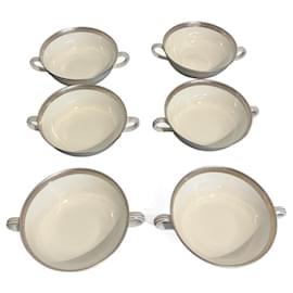 Autre Marque Bernardaud Vercors white porcelain bowls with platinum edge
