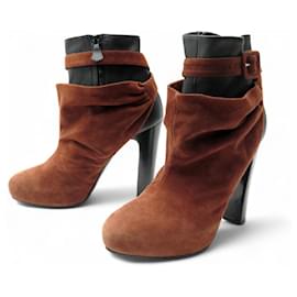 BOTAS HERMES TAMAÑO 39 EN CUERO Y SEDA BICOLOR BOLSA BOTAS - Hermès
