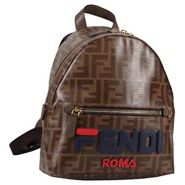 Zaino in tela Zucca FENDI PVC Collaborazione FILA Marrone Oro Auth BA4876