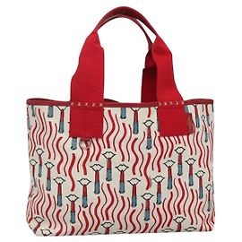 Valentino Borsa Tote in Tela Rossa Auth bs28967