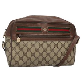 Bolso Sherry Line GG Supreme Web de GUCCI en PVC Beige y Oro 001 56 6472 Auth ep10466
