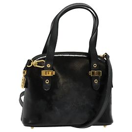 Borsa FENDI in pelle vernice 2way Nero Oro Auth ti3390