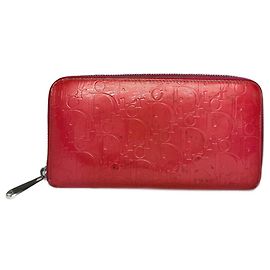 Cartera Zippy Monogram de cuero patentado Dior Vintage Roja