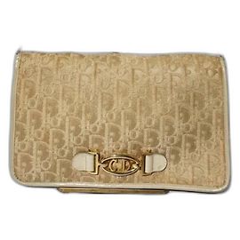 Bolsa de ombro em canvas Trotter vintage Christian Dior Bege/Creme
