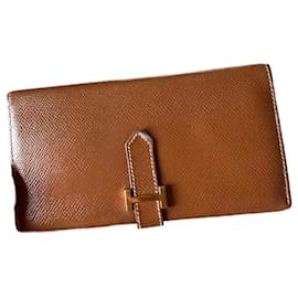 Portafoglio Hermès Béarn in pelle Epsom Oro