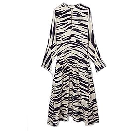 Vestido midi Cos negro y ecru de viscosa