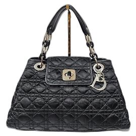 CHRISTIAN DIOR Borsa Tote Charming Lock in Satin Cannage Trapuntato Nero