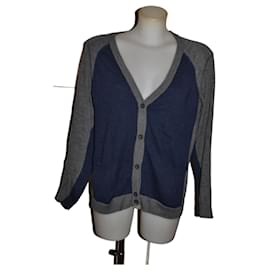 Cárdigan Mm6 Margiela Azul y Gris de Lana