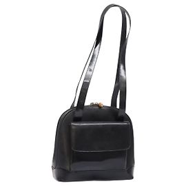 Borsa a Spalla in Pelle Nera e Oro GUCCI 001 3444 1650 Auth 135195