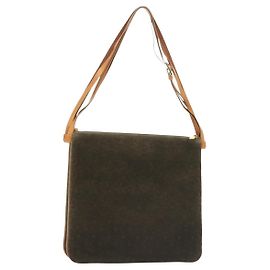 Céline Borsa a spalla in tela Macadam C di CELINE in suede marrone e oro Auth 139556