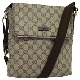 Borsa a spalla GG Supreme in PVC beige e argento di GUCCI 223666 Auth ep10605