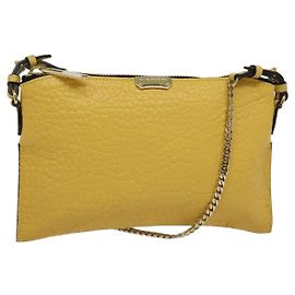 Borsa a spalla in pelle Burberry con catena oro giallo Auth bs29330