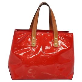 LOUIS VUITTON Monogram Vernis Reade PM Bolso de Mano Rojo M91088 LV Auth bs29030
