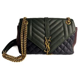 Saint Laurent Borsa a spalla piccola in pelle trapuntata a zigzag tricolore