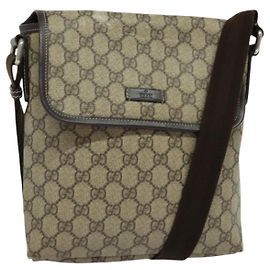 Bolso de Hombro GG Supreme PVC Beige Plata de GUCCI 223666 Auth ep10673