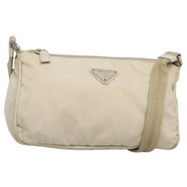 Borsa a Spalla PRADA Nylon Beige Argento Autentica 140483