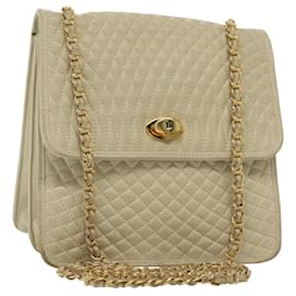 BALLY Borsa a Spalla con Catena Pelle Avorio Oro Auth 140275 - Bally