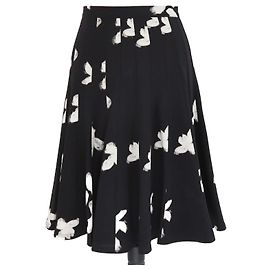 Schwarz/weiße, bedruckte, plissierte Knielange Rock aus Triacetat von Marc by Marc Jacobs