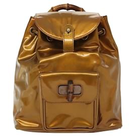 Mochila Vintage de Bambú Gucci Mini en Charol
