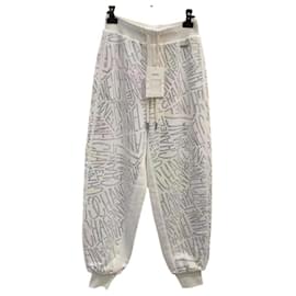 Chanel NWT 21N Coco Niege Swarovski CC Weiße Sporthosen Warme Winterhosen FR 34