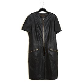 Louis Vuitton Schwarzes Leder Minimal Kleid FR42 UK14 US12
