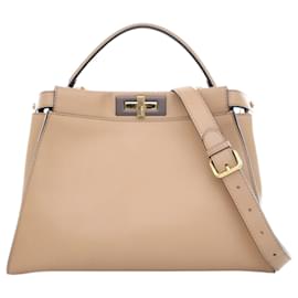 Fendi Beige Medium Leather Peekaboo Iconic Satchel