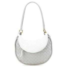 Borsa Gemelli Bicolor in Pelle di Agnello Grigia Intrecciato di Bottega Veneta