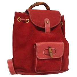 Zaino vintage Gucci in suede con bambù, piccolo