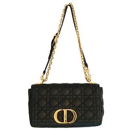 Christian Dior Borsa a Spalla Caro in Pelle Trapuntata Nera
