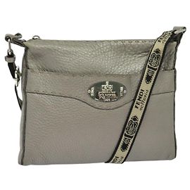Fendi Borsa a Spalla Celeria in Pelle Argento Auth BA5363