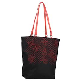 Autre Marque Borsa Tote in Nylon Nero Rosso Auth 140820V