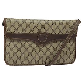Gucci GG Supreme Schultertasche PVC Beige Gold 004 904 0671 Auth ep10822