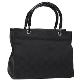 Borsa a mano GG Canvas Bamboo Gucci Nylon Nero Argento 002 1016 Auth BA5353