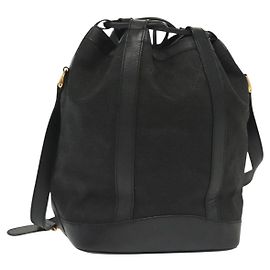 Borsa a Spalla GG Canvas Gucci Nera Oro Auth 139771