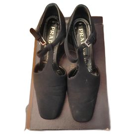 Ballerine Mary Jane Prada Blu Scuro in Tessuto