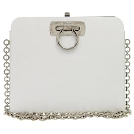 Borsa a Spalla in Alluminio Argento Gancini di Salvatore Ferragamo