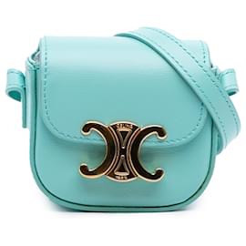 Custodia per AirPods Triomphe in pelle blu Celine con tracolla - Céline