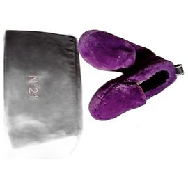 Mocassini No 21 in eco pelliccia viola