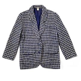 Krizia cappotto pied-de-poule in lana vintage 80s