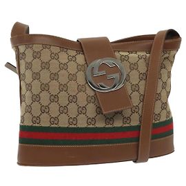 Borsa a Spalla Gucci GG Canvas Web Sherry Line Beige 2058 001 5000 Auth yk19452