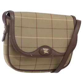 Autre Marque Bolso de Hombro Burberrys Nova Check de Lona Beige Dorado Auth bs29128