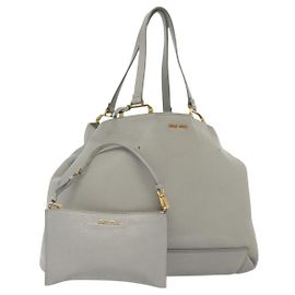 Miu Miu Tote Bag aus Leder in Grau Gold Auth bs29284
